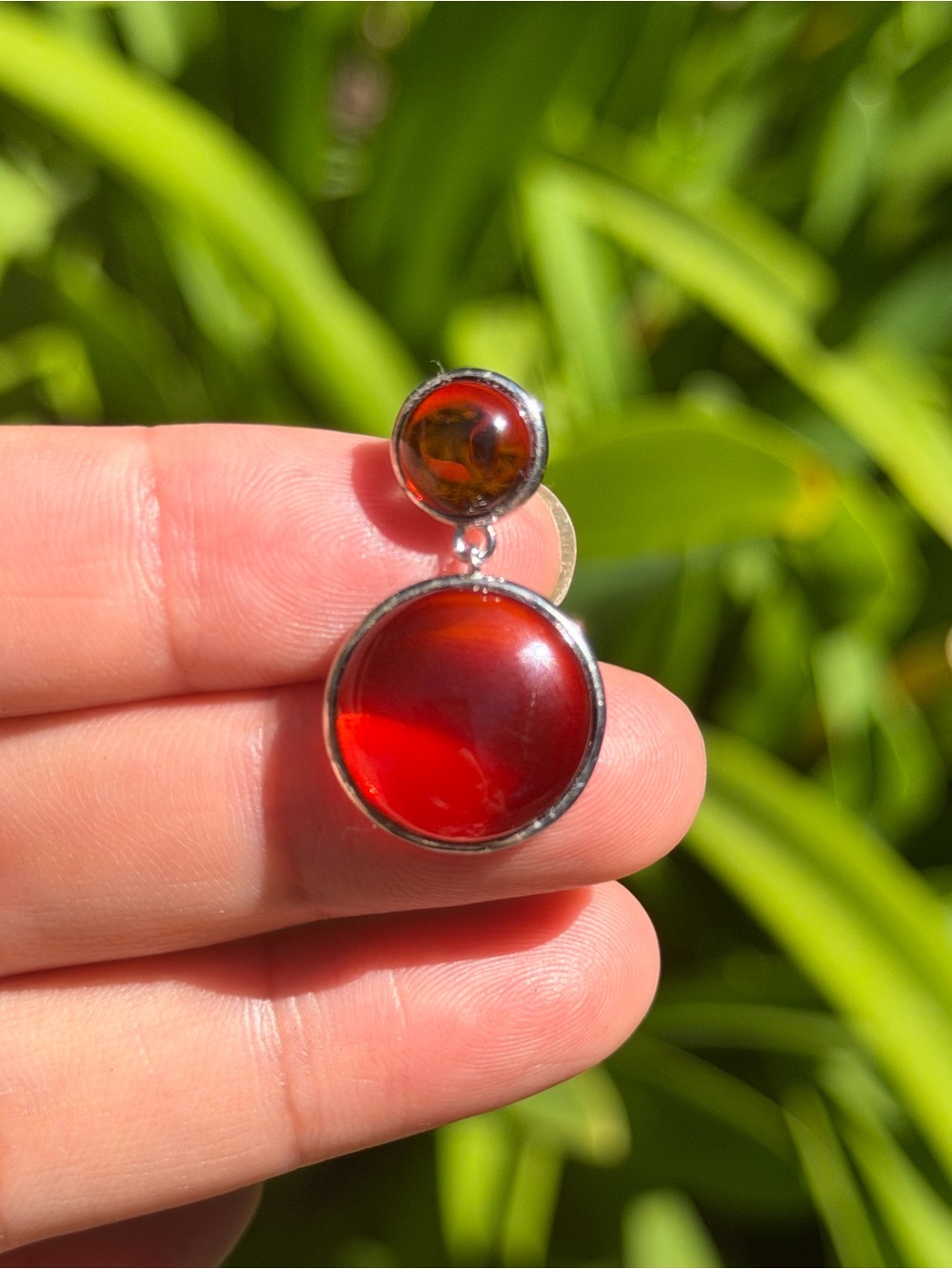 Sterling Silver Red Glass Drop Earrings Palo
